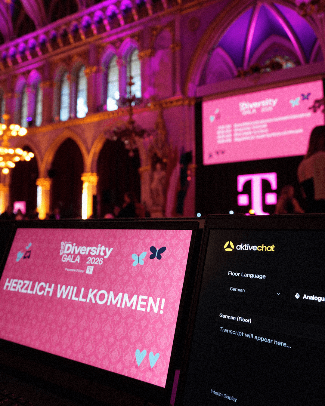 aktive.chat live translation control setup at the Diversity Ball 2026